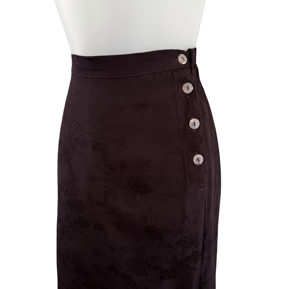 Bryn Walker Skirt Womens Small Purple Floral Rayon Midi Side Button Elastic Slit